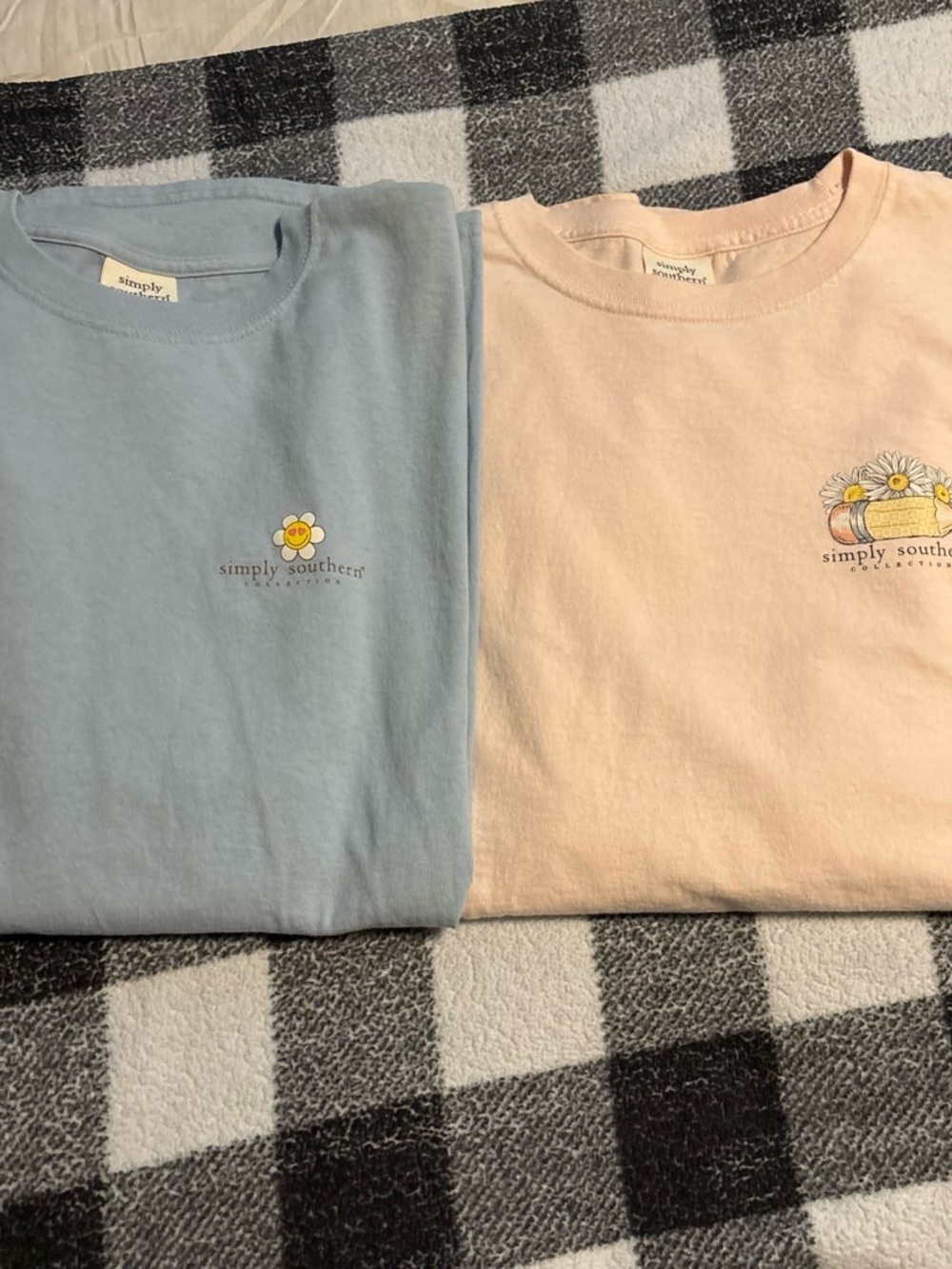 Simply Southern Women’s Long-Sleeve Tees in Light Blue and Light Peach
